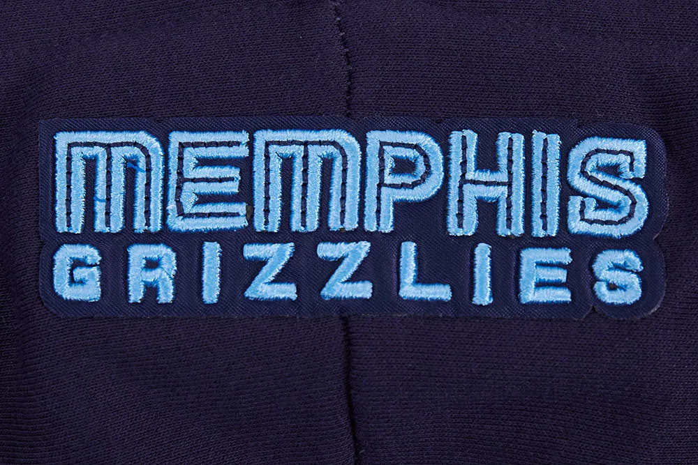 NBA MEMPHIS GRIZZLIES SCRIPT TAIL WOMEN'S RIB FLC CROPPED PO HOODIE (MIDNIGHT NAVY)