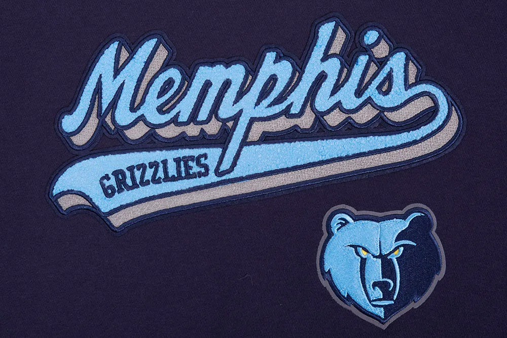 NBA MEMPHIS GRIZZLIES SCRIPT TAIL WOMEN'S RIB FLC CROPPED PO HOODIE (MIDNIGHT NAVY)