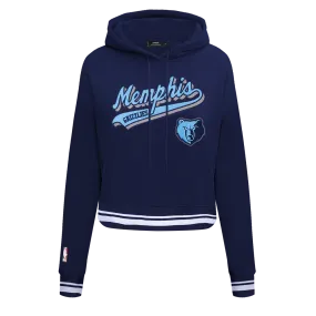 NBA MEMPHIS GRIZZLIES SCRIPT TAIL WOMEN'S RIB FLC CROPPED PO HOODIE (MIDNIGHT NAVY)