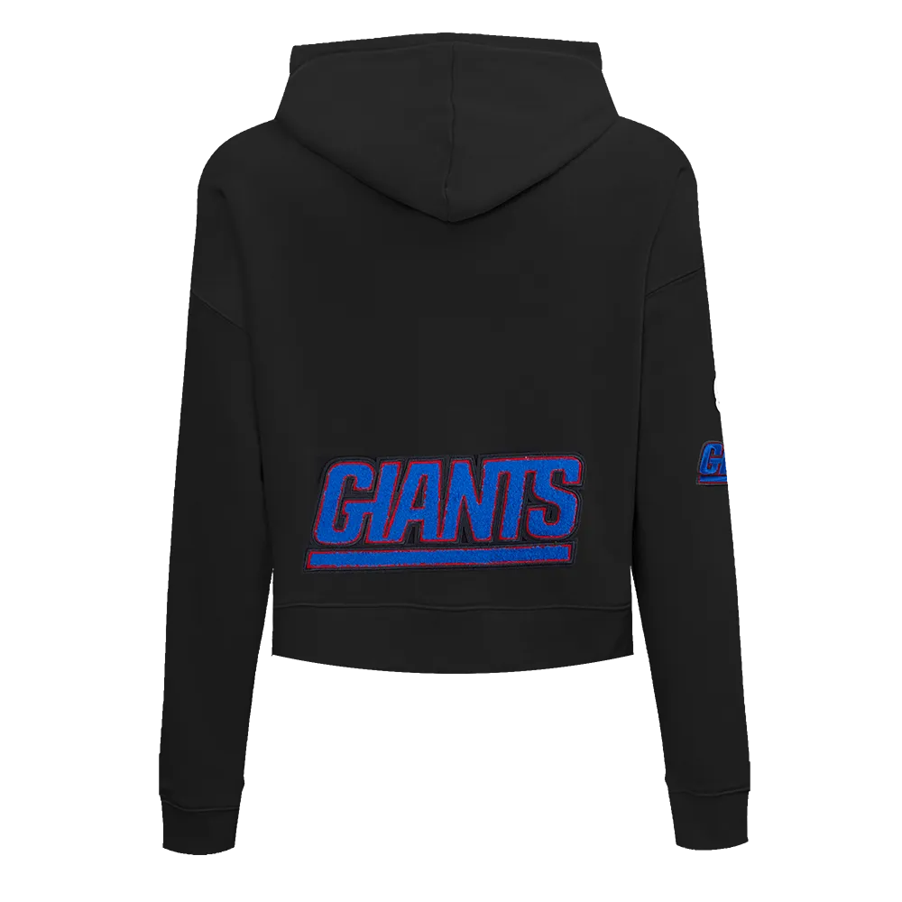 NFL NEW YORK GIANTS WOMEN'S CROPPED FLEECE HOODIE (BLACK)