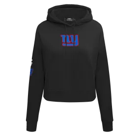 NFL NEW YORK GIANTS WOMEN'S CROPPED FLEECE HOODIE (BLACK)