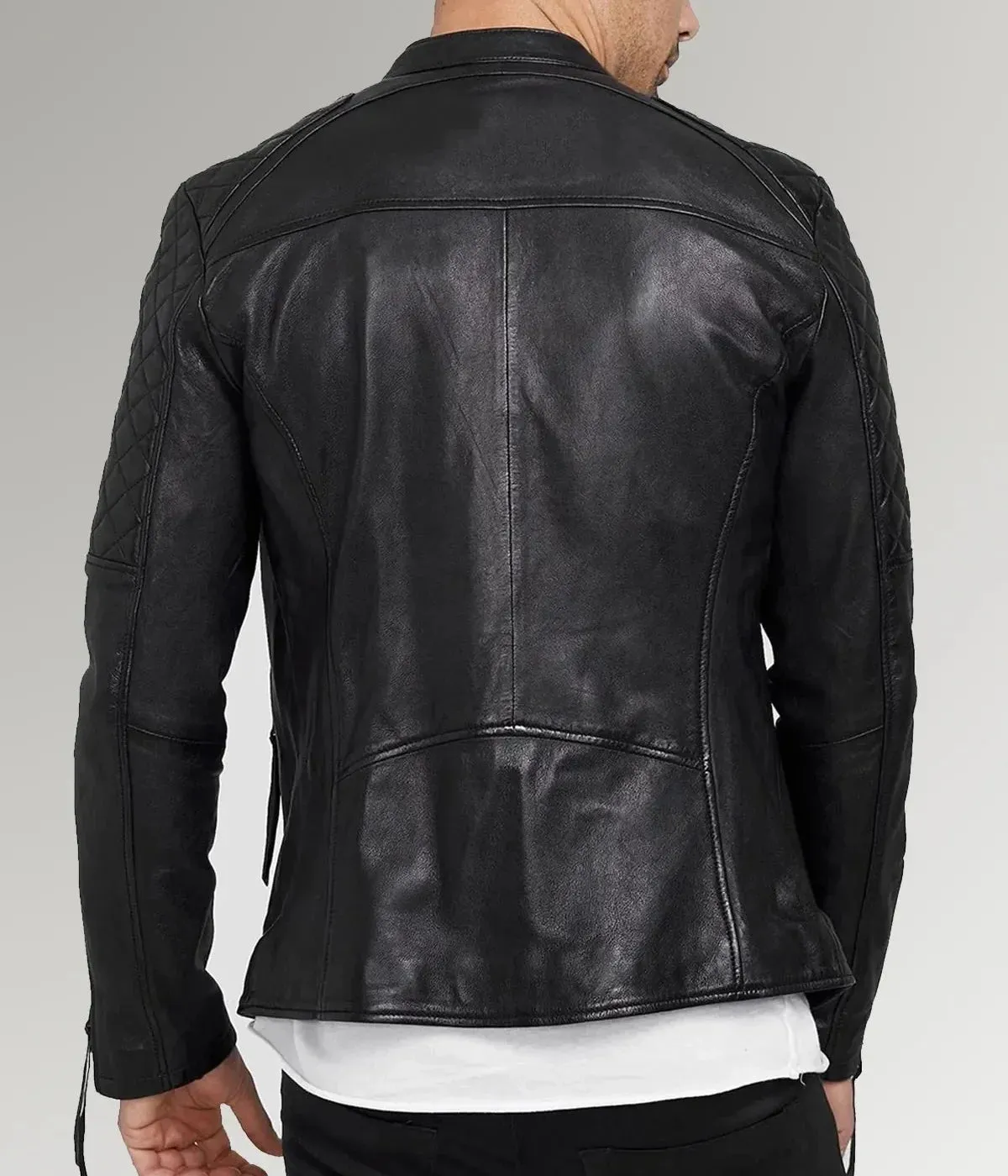 Nightfall | Men's Diamond Quilted Black Leather Biker Jacket