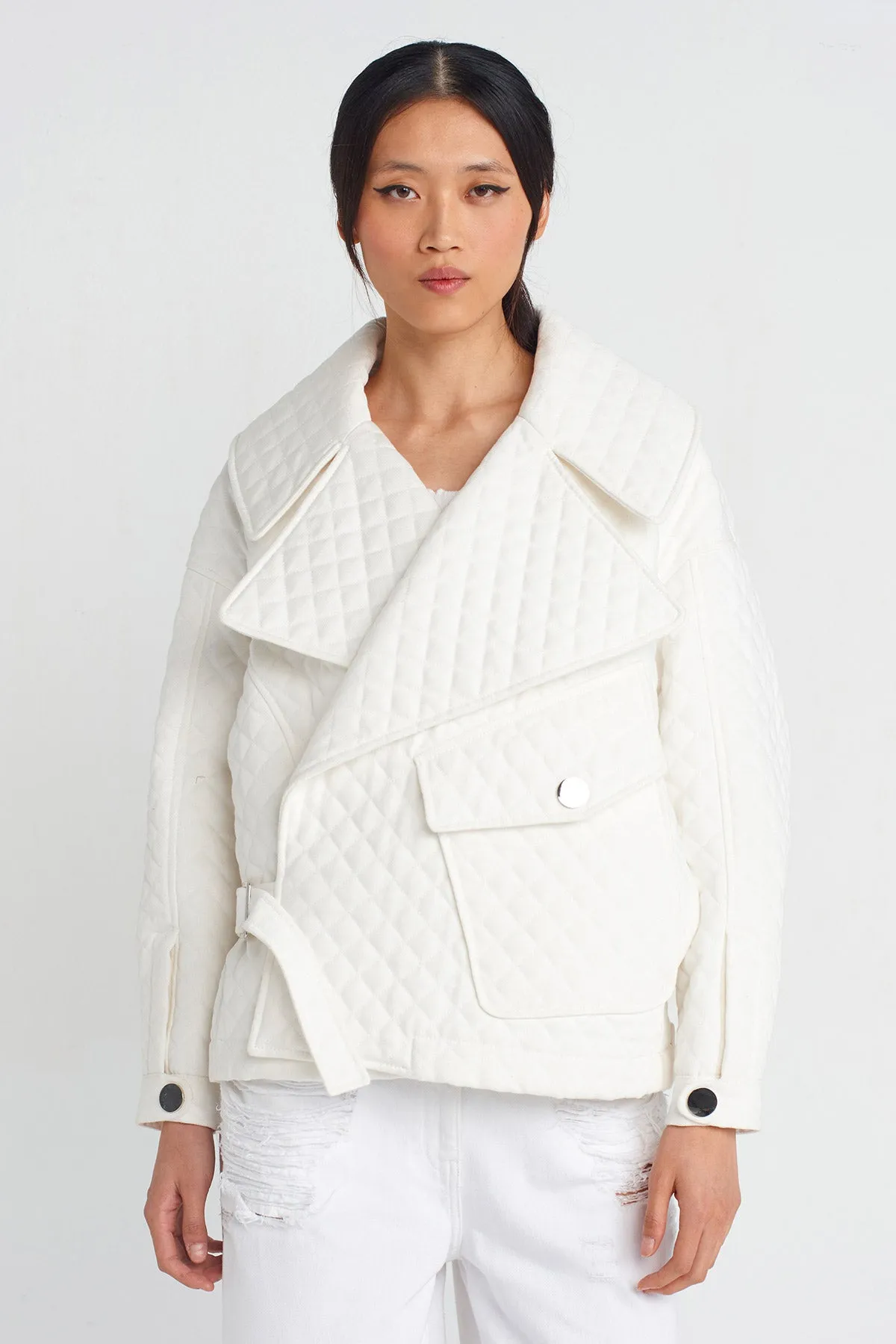 Nu Quilted Oversize Jacket Off White