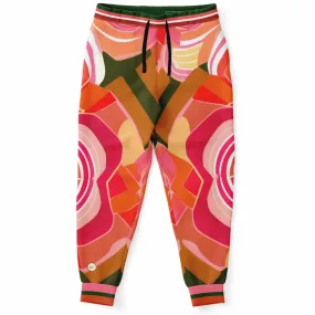 Orange Posie Floral Eco-Poly Unisex Joggers