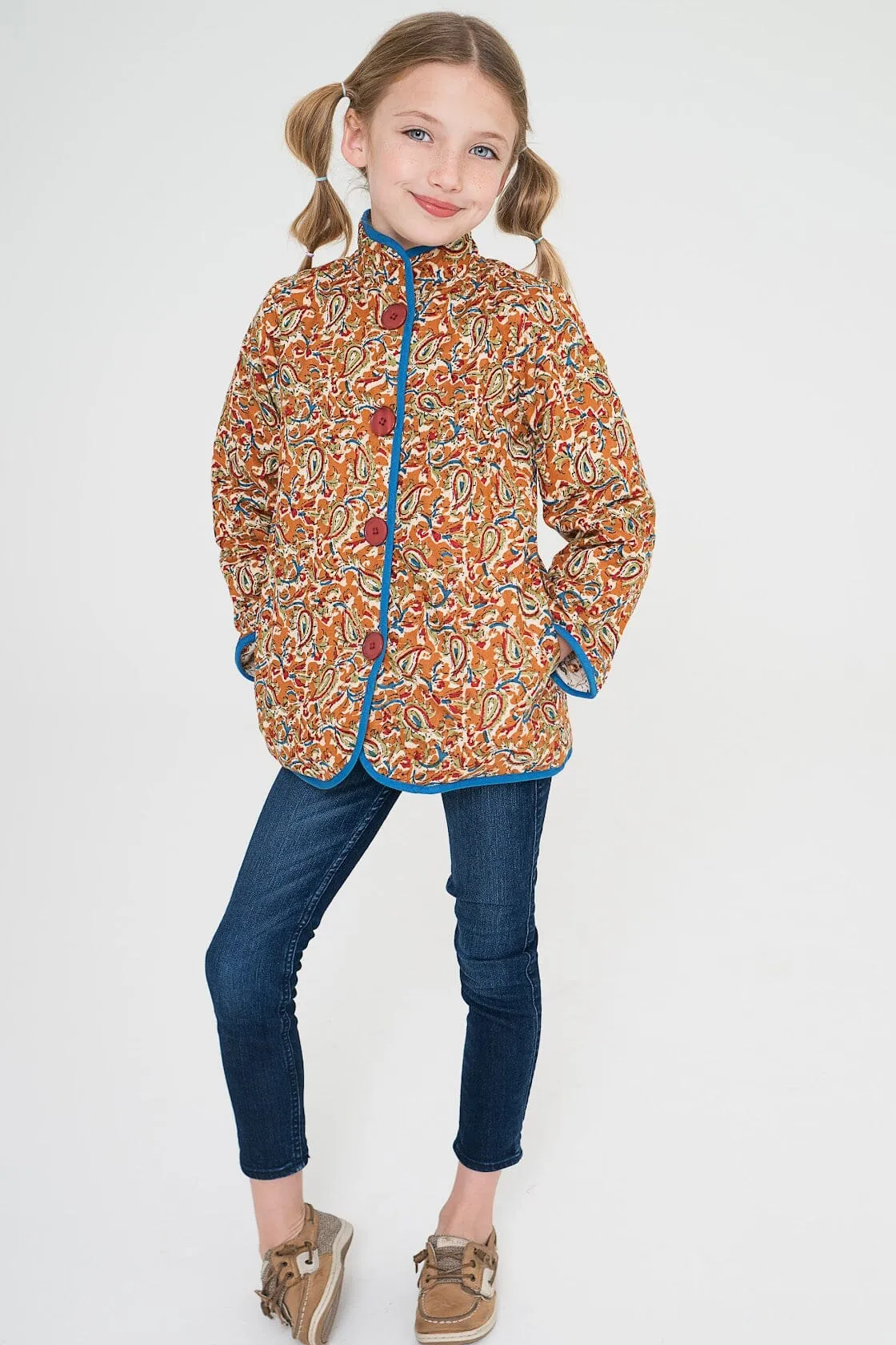 Paisley   Floral Print Reversible Quilted Jacket With lace Details