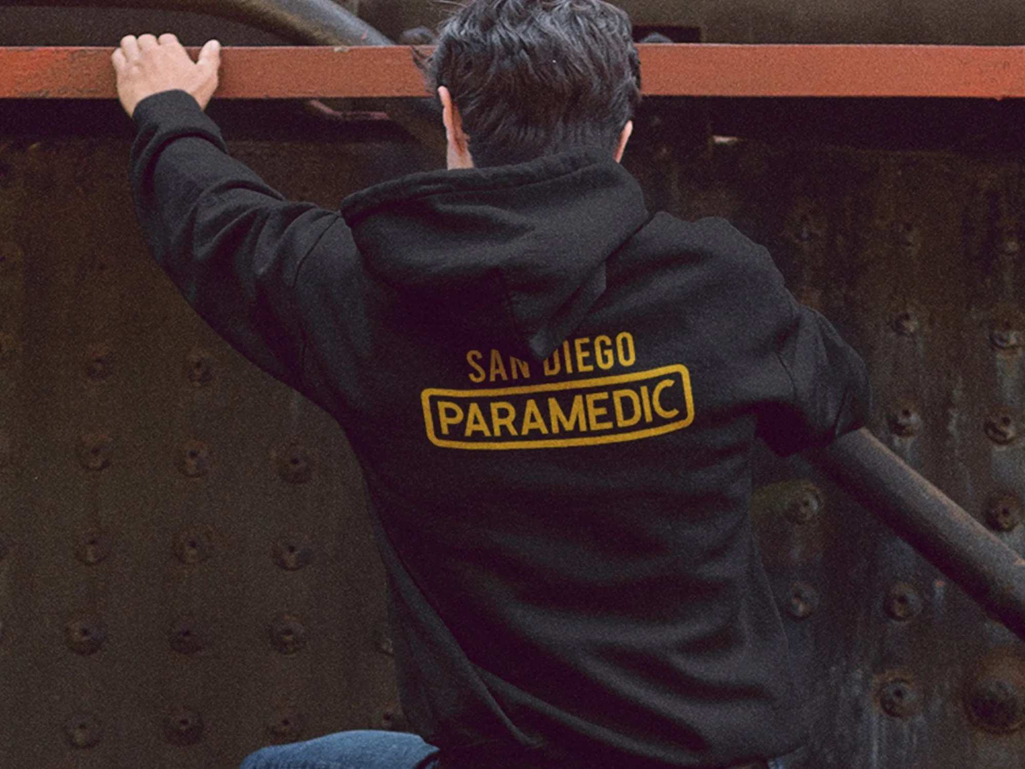 Paramedic Youth Sized Hoodie in Black with Star of Life and Personalized Name - Optional City or Department on Back