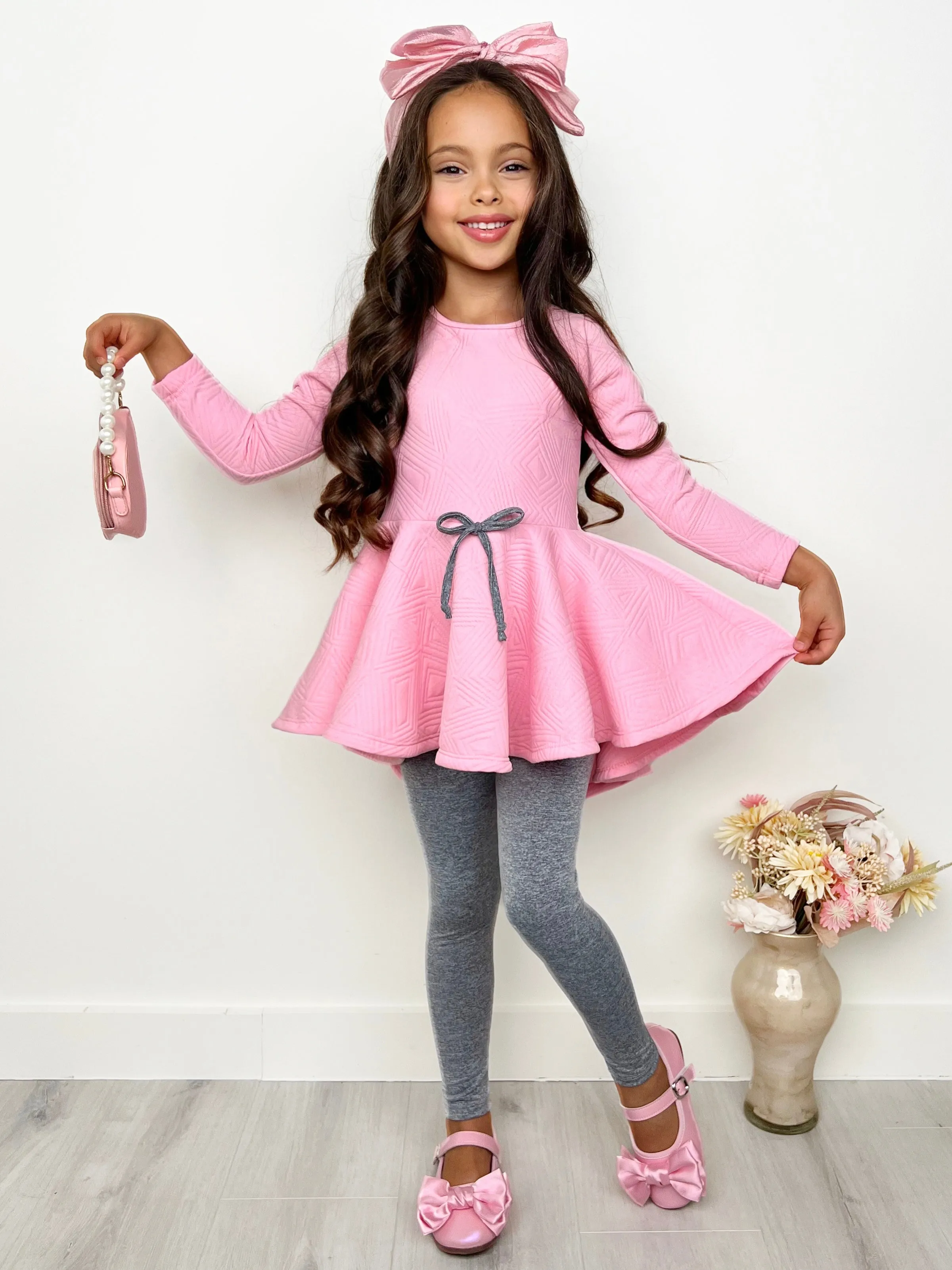 Pink Geo Hi-Lo Tunic and Legging Set