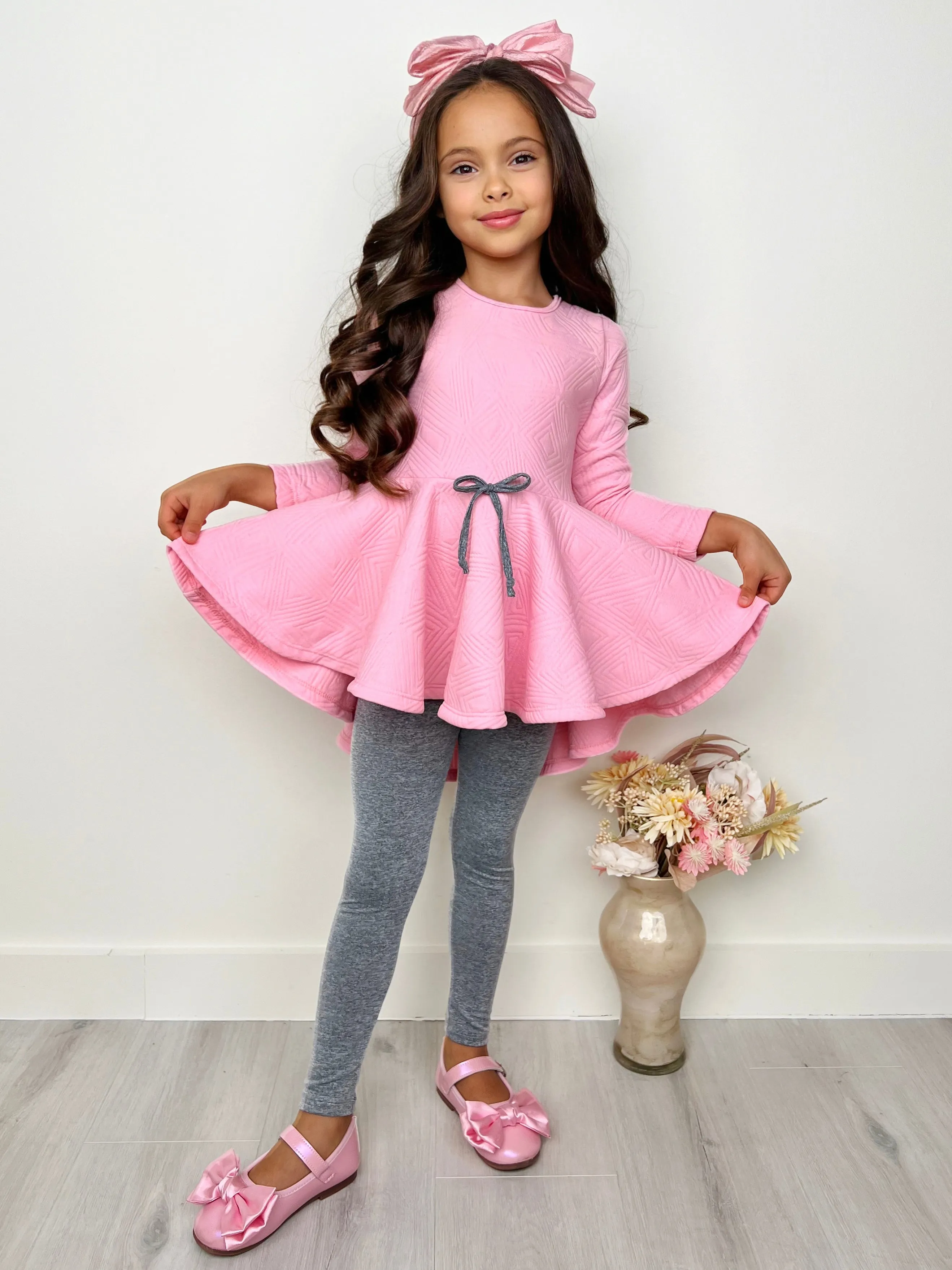 Pink Geo Hi-Lo Tunic and Legging Set