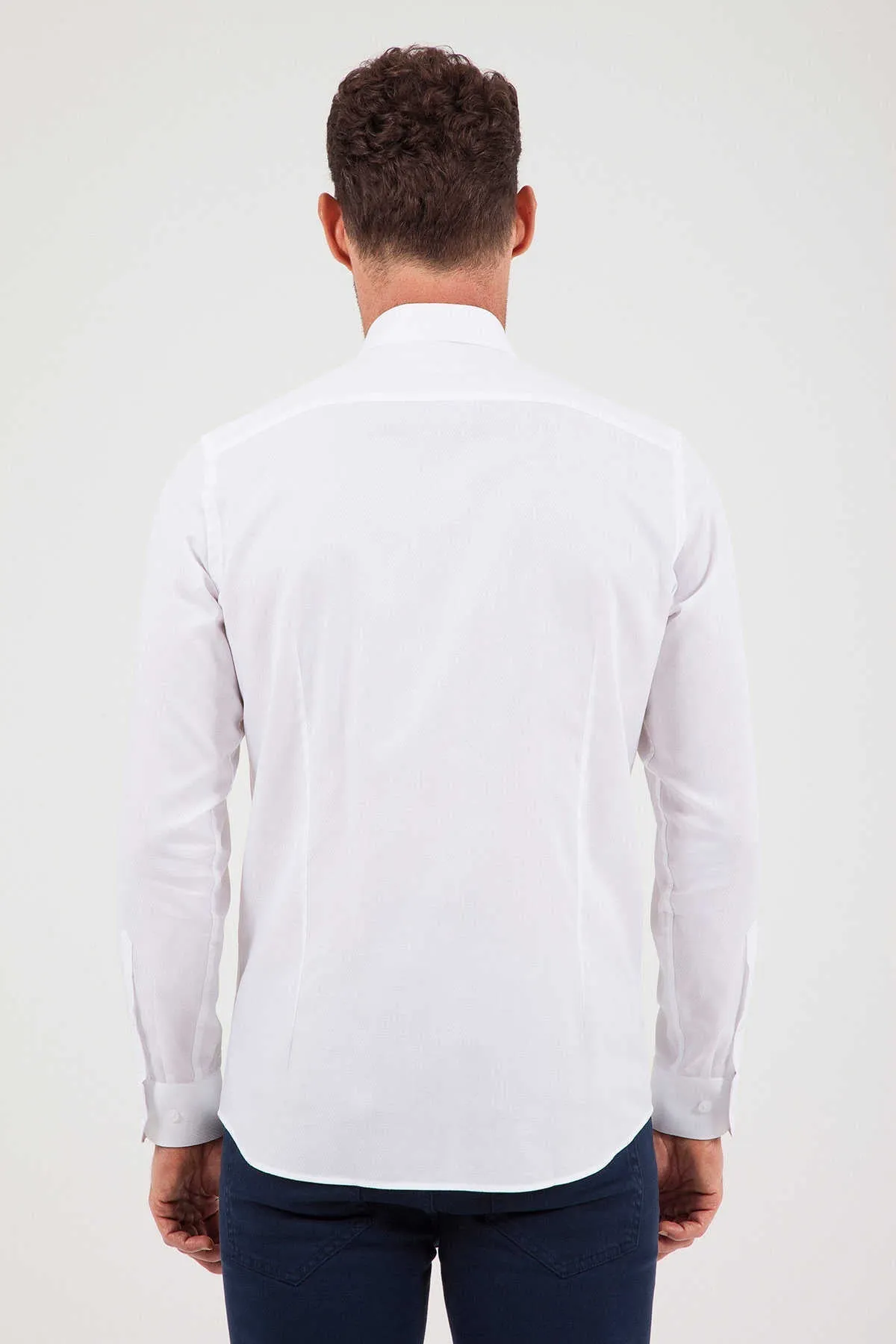 Regular Fit Long Sleeve 100% Cotton White Dress Shirt