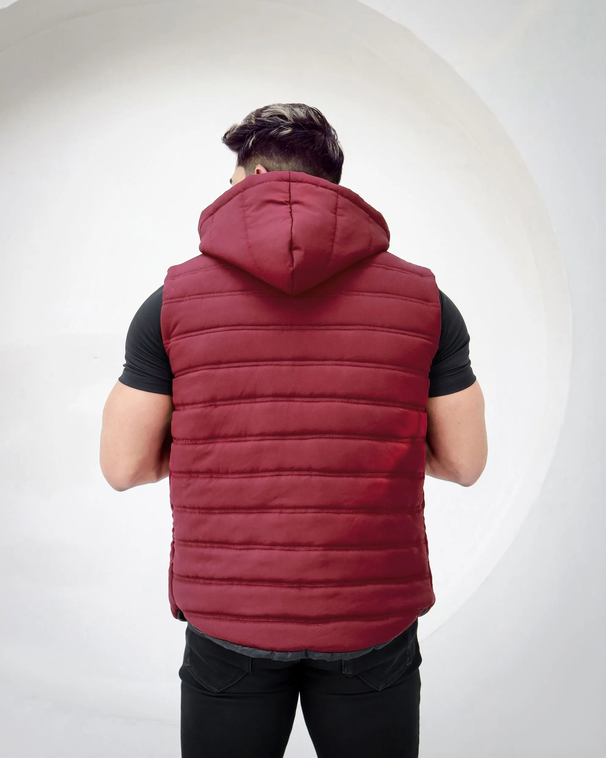 Removable Hood Puffer - Maroon