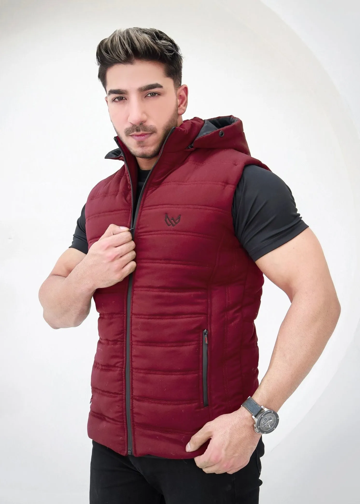 Removable Hood Puffer - Maroon