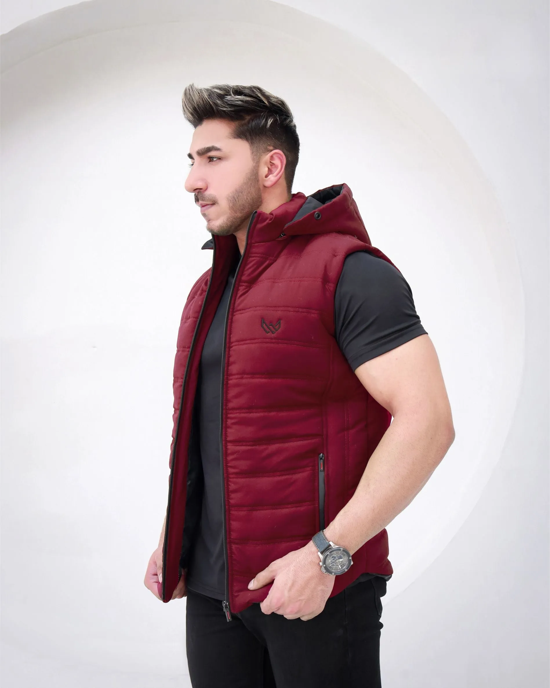 Removable Hood Puffer - Maroon