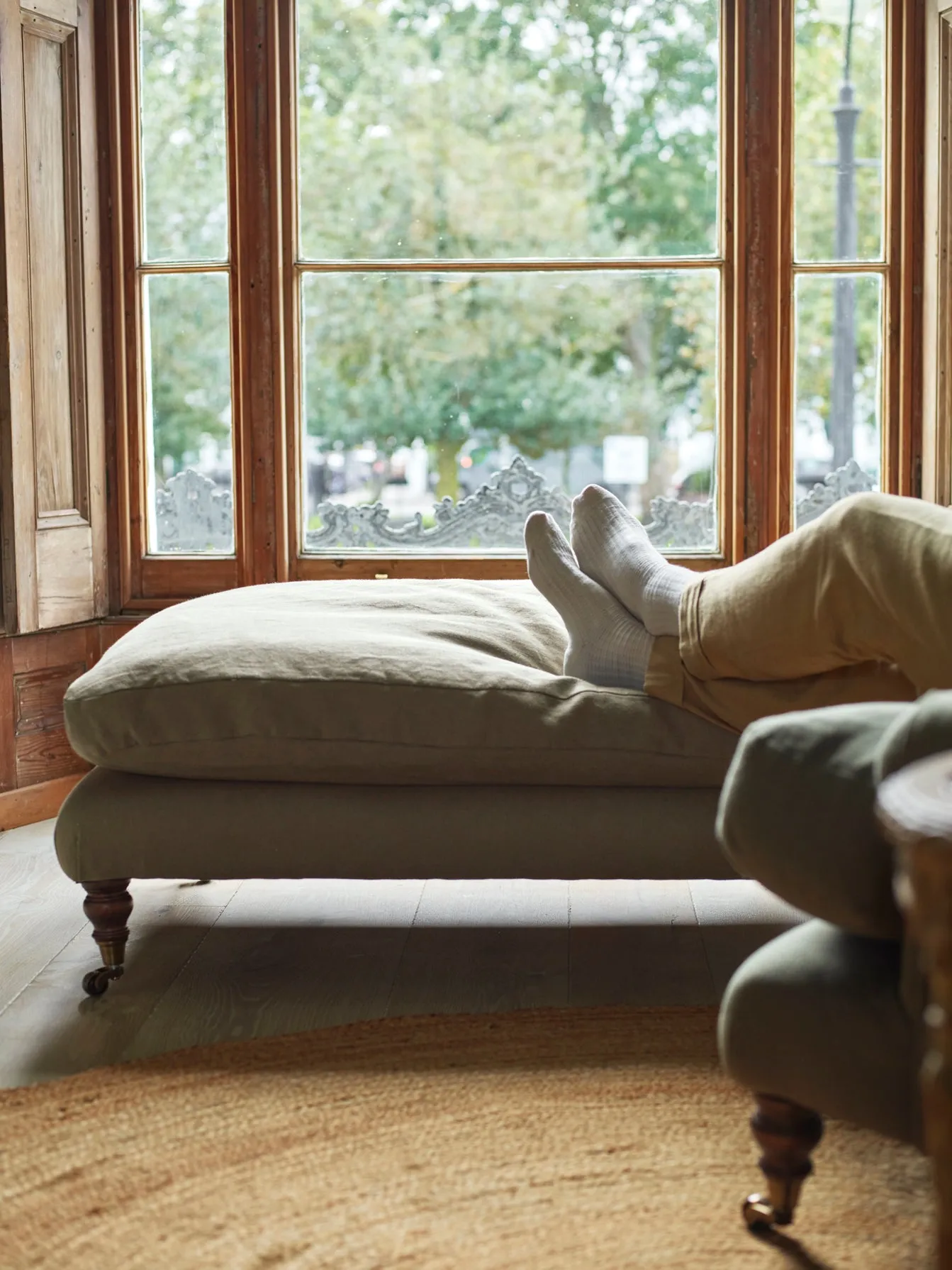 Remy Footstool, Flax Linen