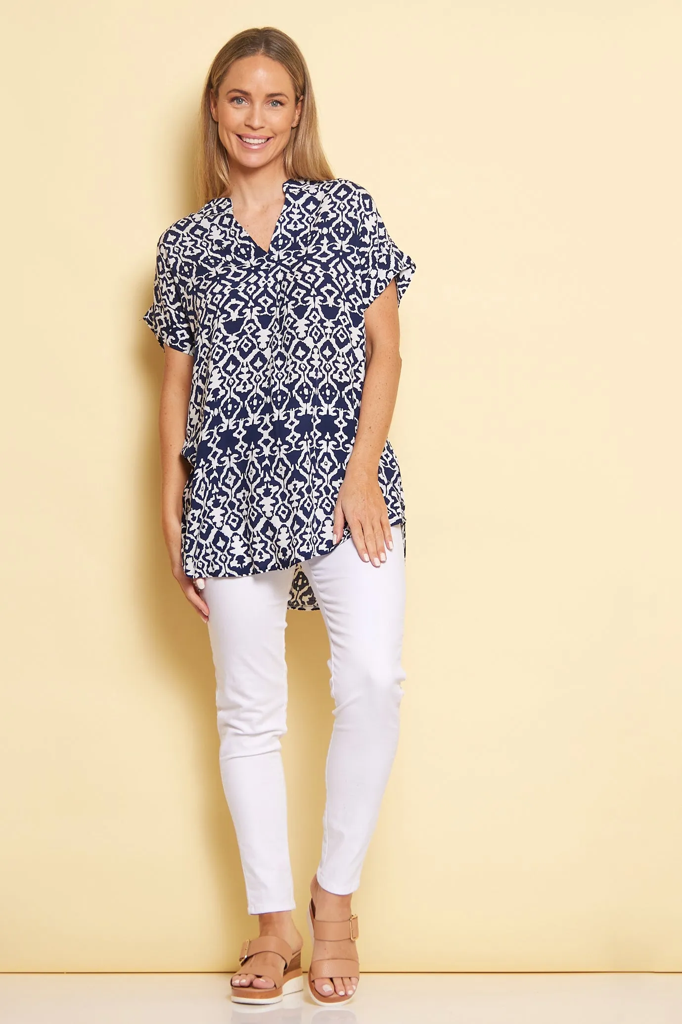 Safiya Top - Navy/White