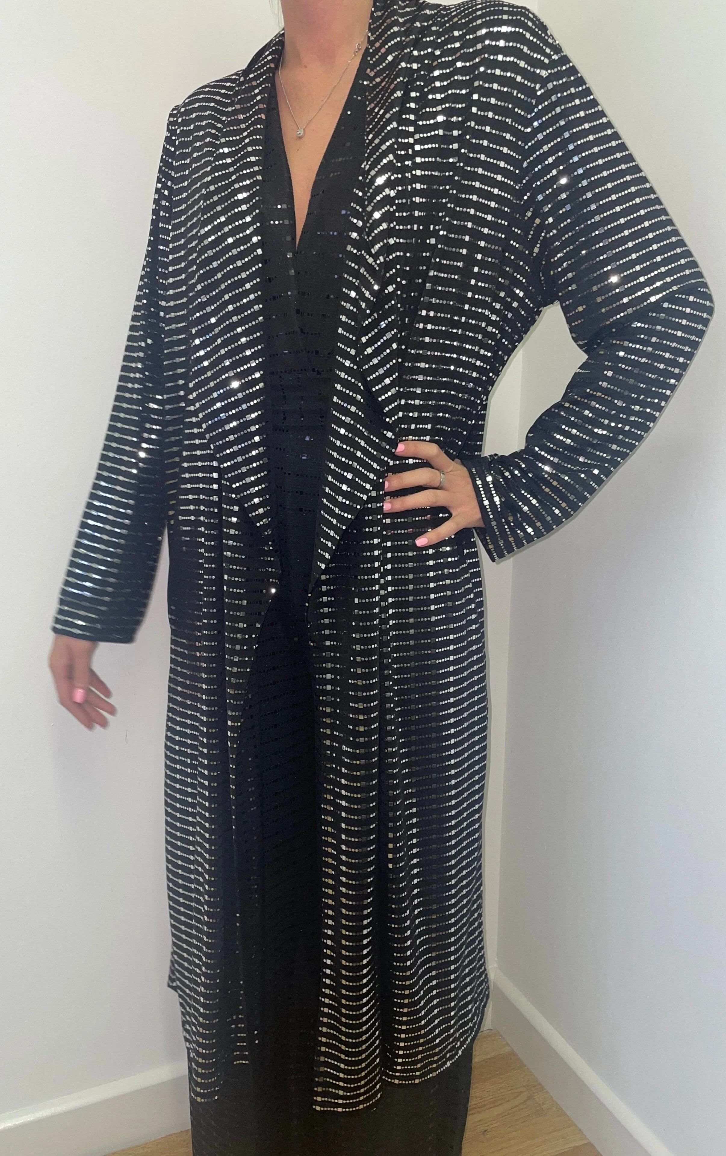 Sequin Black/Silver Waterfall Jacket