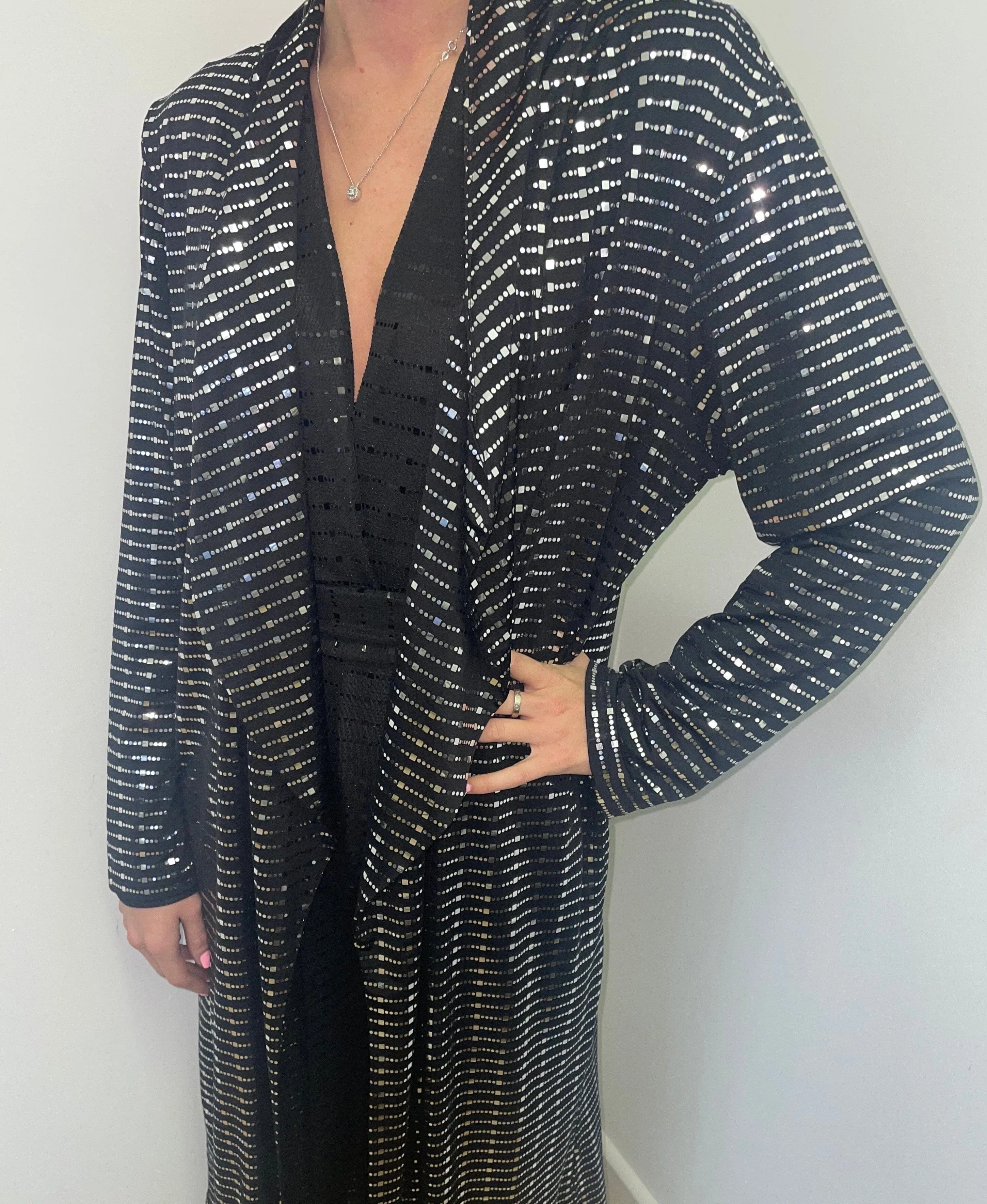 Sequin Black/Silver Waterfall Jacket