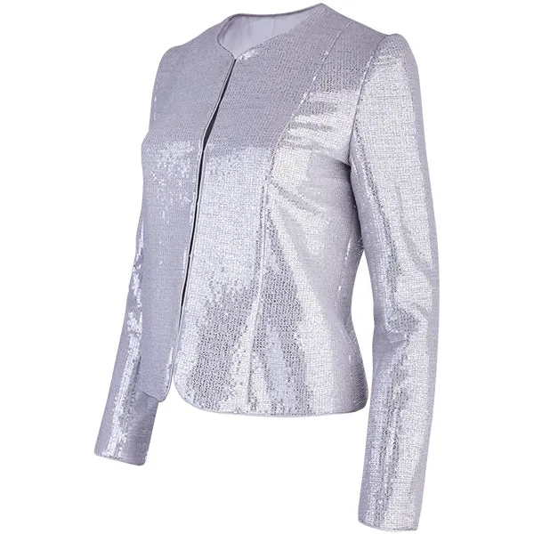 Sequin Princess Shaped Jacket in Silver