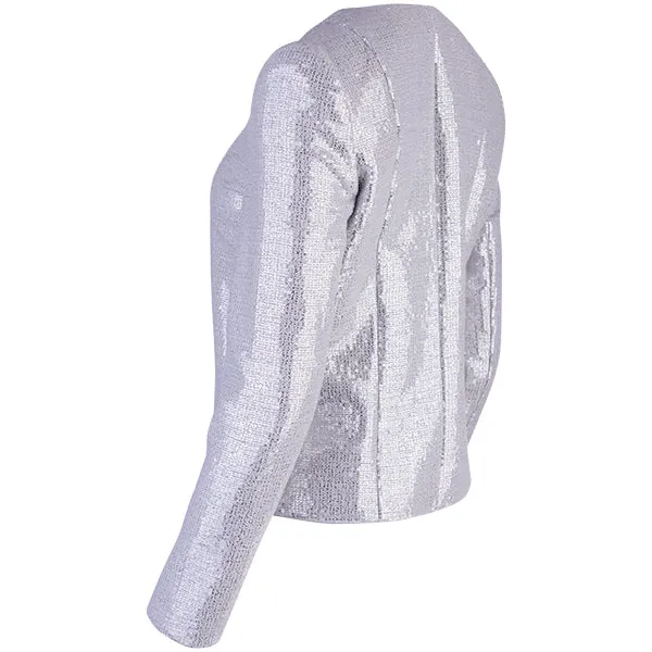 Sequin Princess Shaped Jacket in Silver