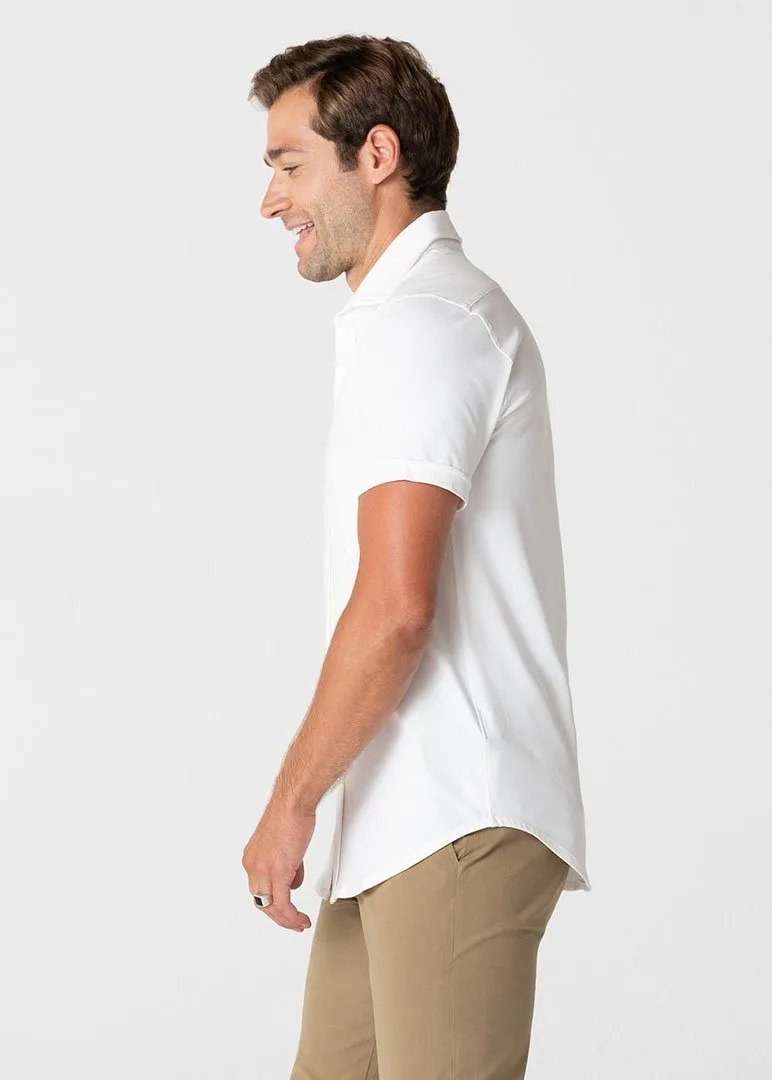 Short-Sleeve Polished Shirt | White