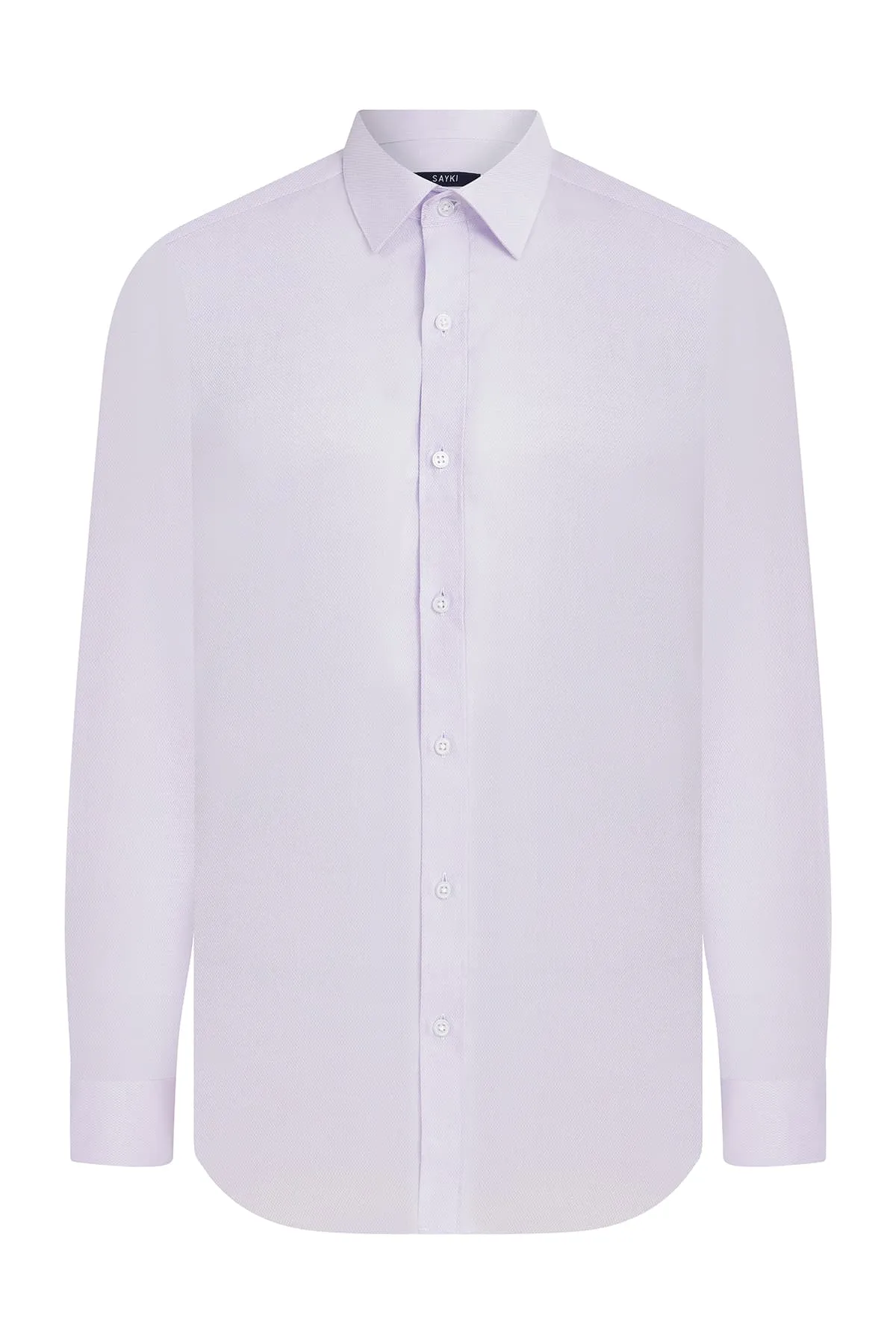 Slim Fit Long Sleeve Patterned Cotton Dress Shirt, Lilac D.