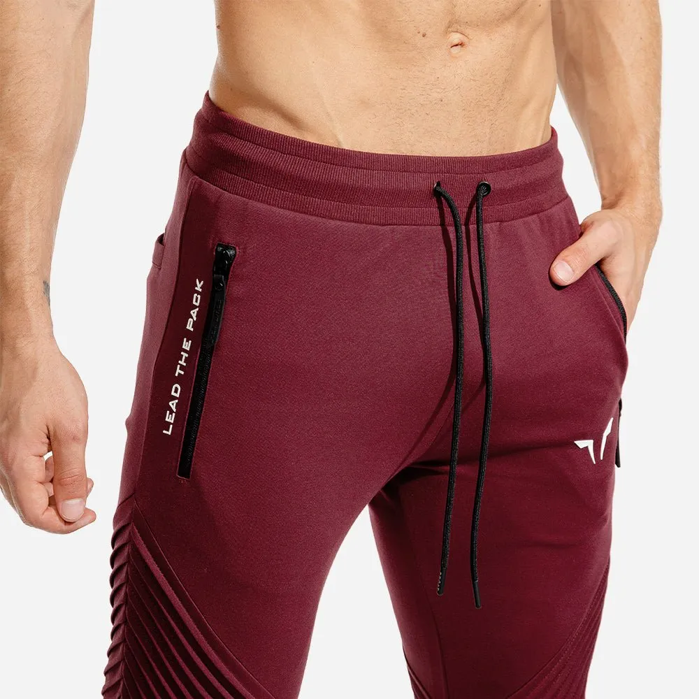 Statement Ribbed Joggers - Maroon