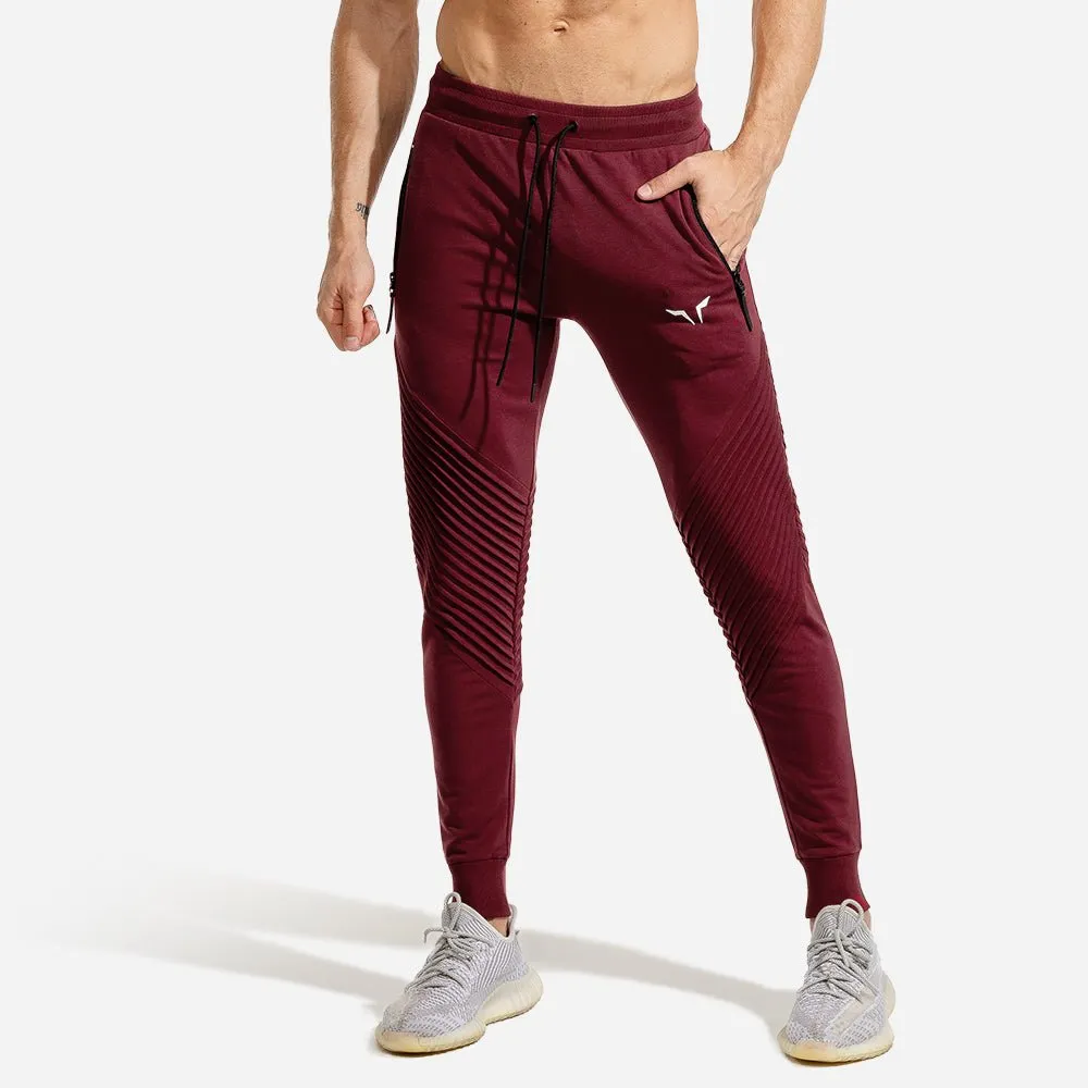 Statement Ribbed Joggers - Maroon