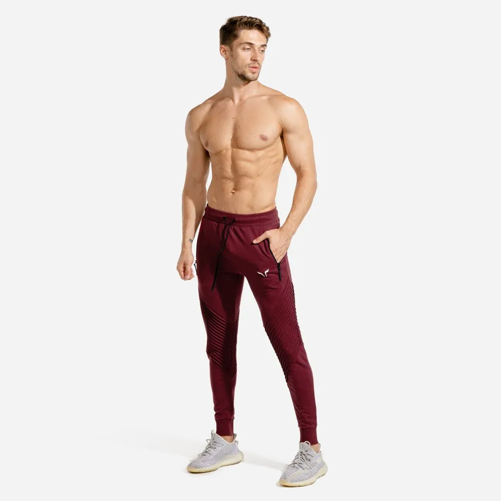 Statement Ribbed Joggers - Maroon