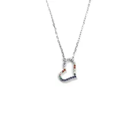 Sterling Silver Rainbow Heart Necklace