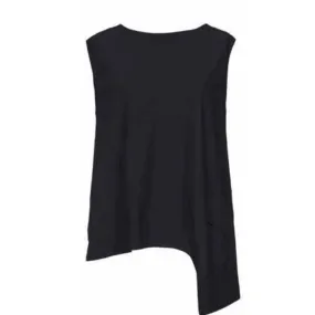 Unbalanced Hem Scoop Neck Top.