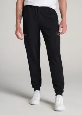 Utility Fleece Cargo Joggers for Tall Men in Black