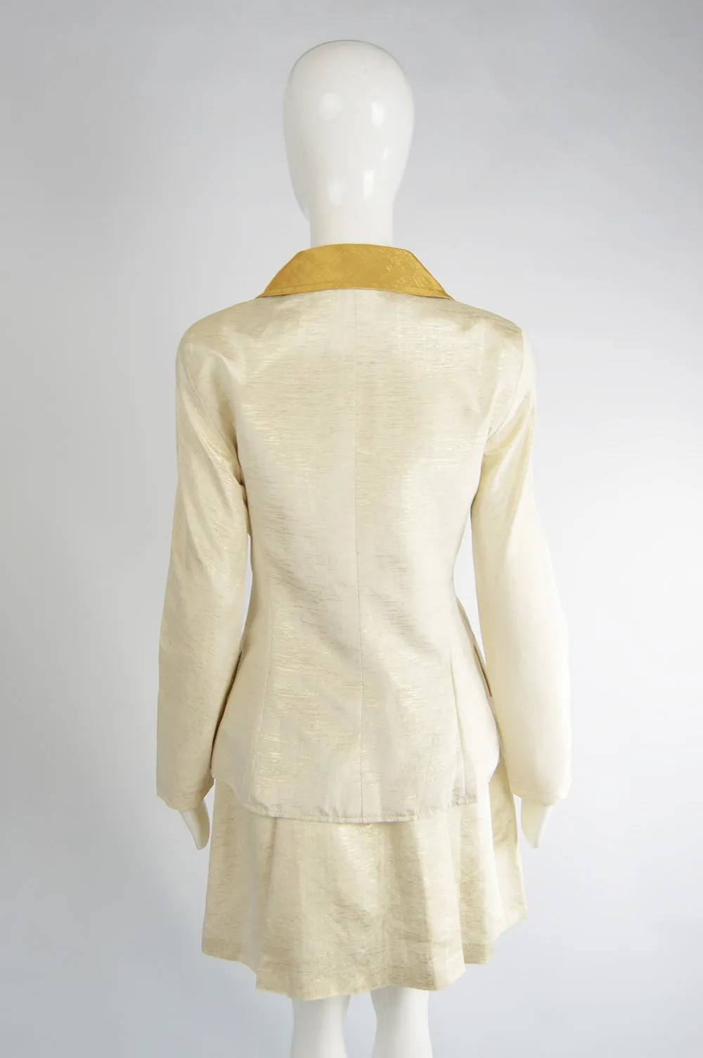 Vintage Cream & Gold Lamé Faille Suit, 1990s