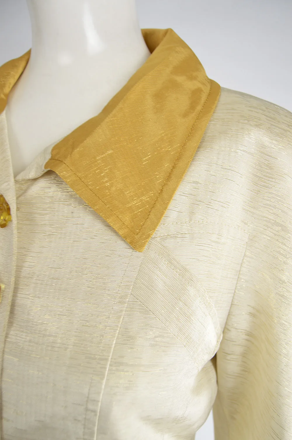 Vintage Cream & Gold Lamé Faille Suit, 1990s