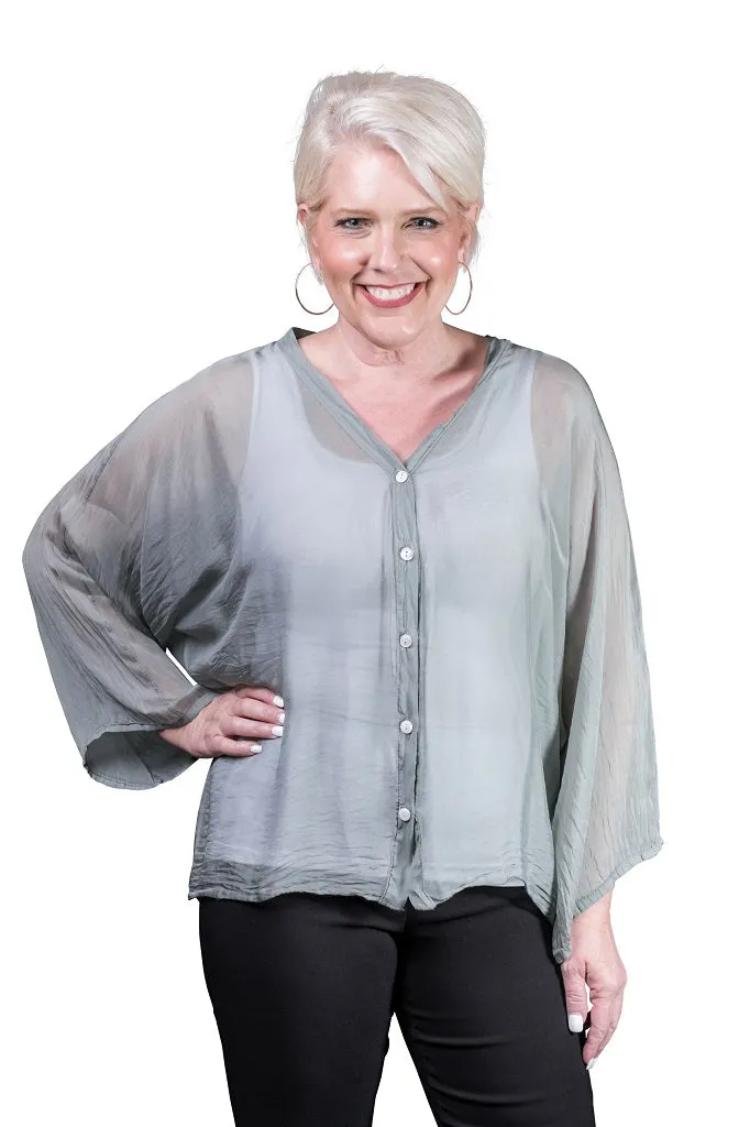 Viola Silk Button Front Blouse (BQ208)