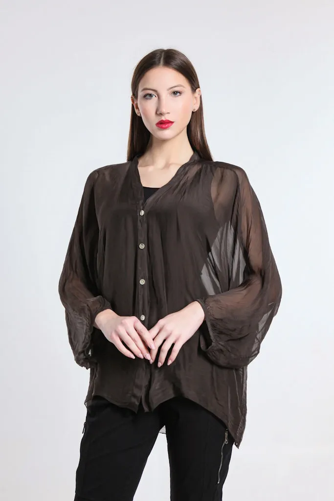 Viola Silk Button Front Blouse (BQ208)