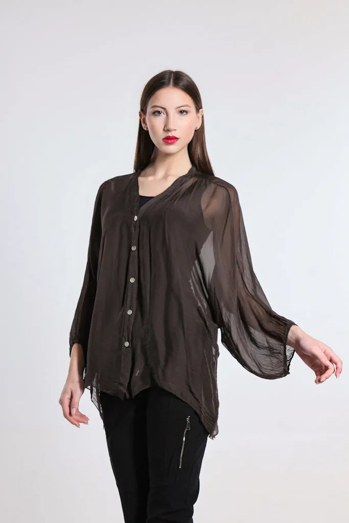 Viola Silk Button Front Blouse (BQ208)