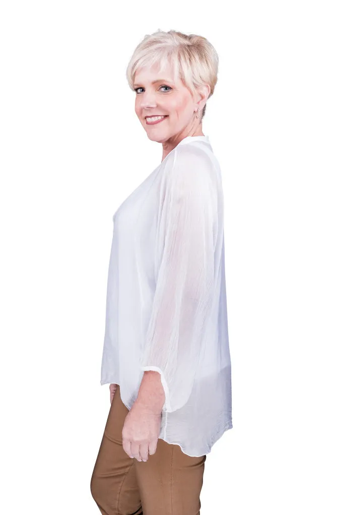 Viola Silk Button Front Blouse (BQ208)