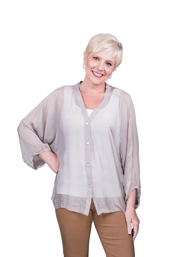 Viola Silk Button Front Blouse (BQ208)