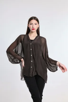 Viola Silk Button Front Blouse (BQ208)