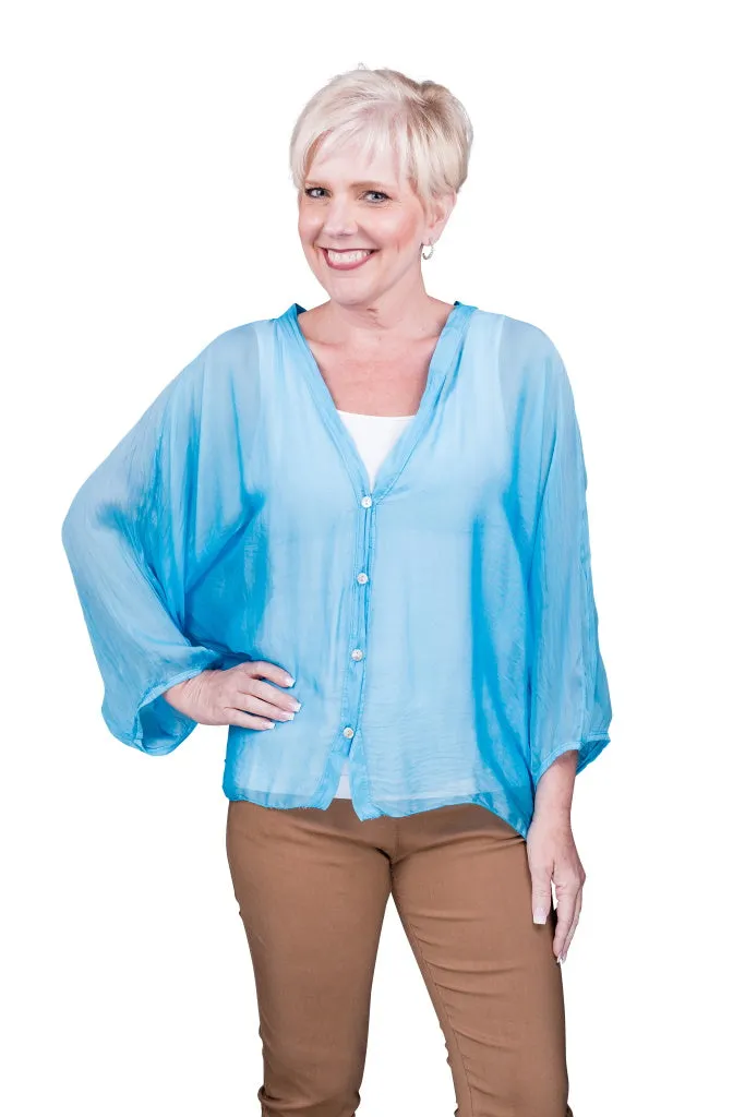 Viola Silk Button Front Blouse (BQ208)