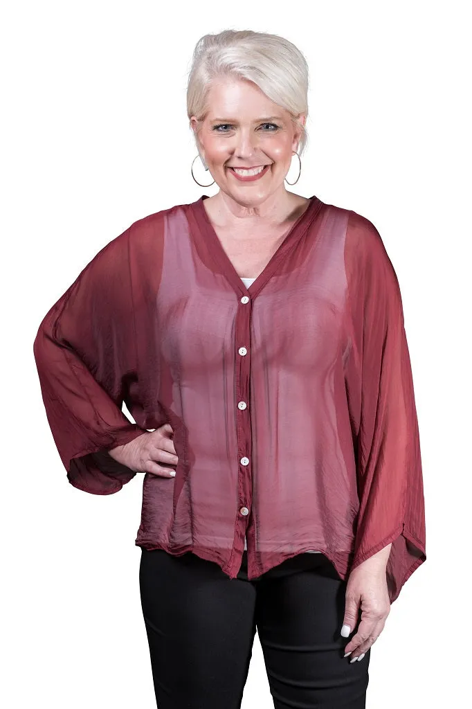 Viola Silk Button Front Blouse (BQ208)