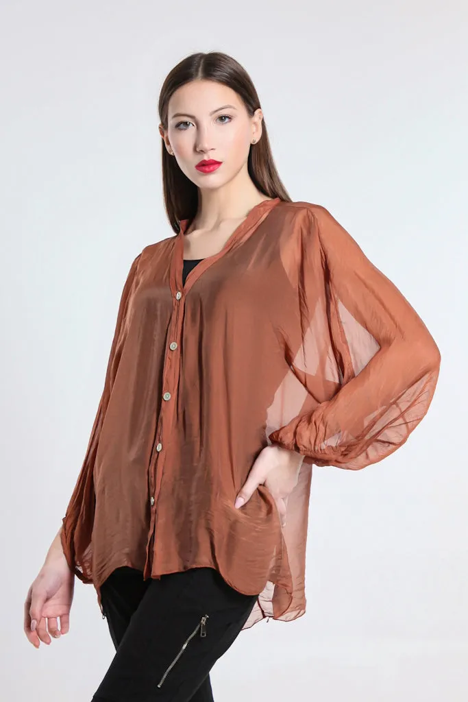 Viola Silk Button Front Blouse (BQ208)