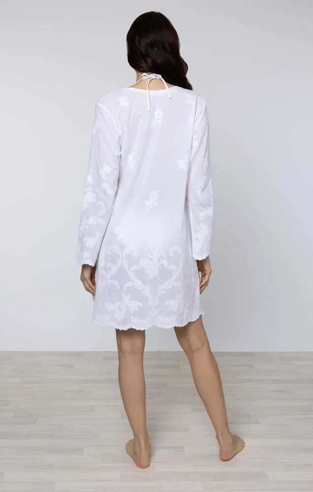 White Floral Embroidered Kaftan