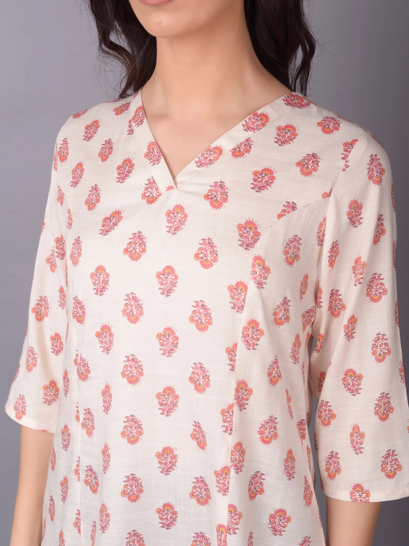 Women Red Floral Printed Tunic