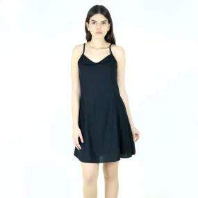 Women's A-Line Plain Dress,Black