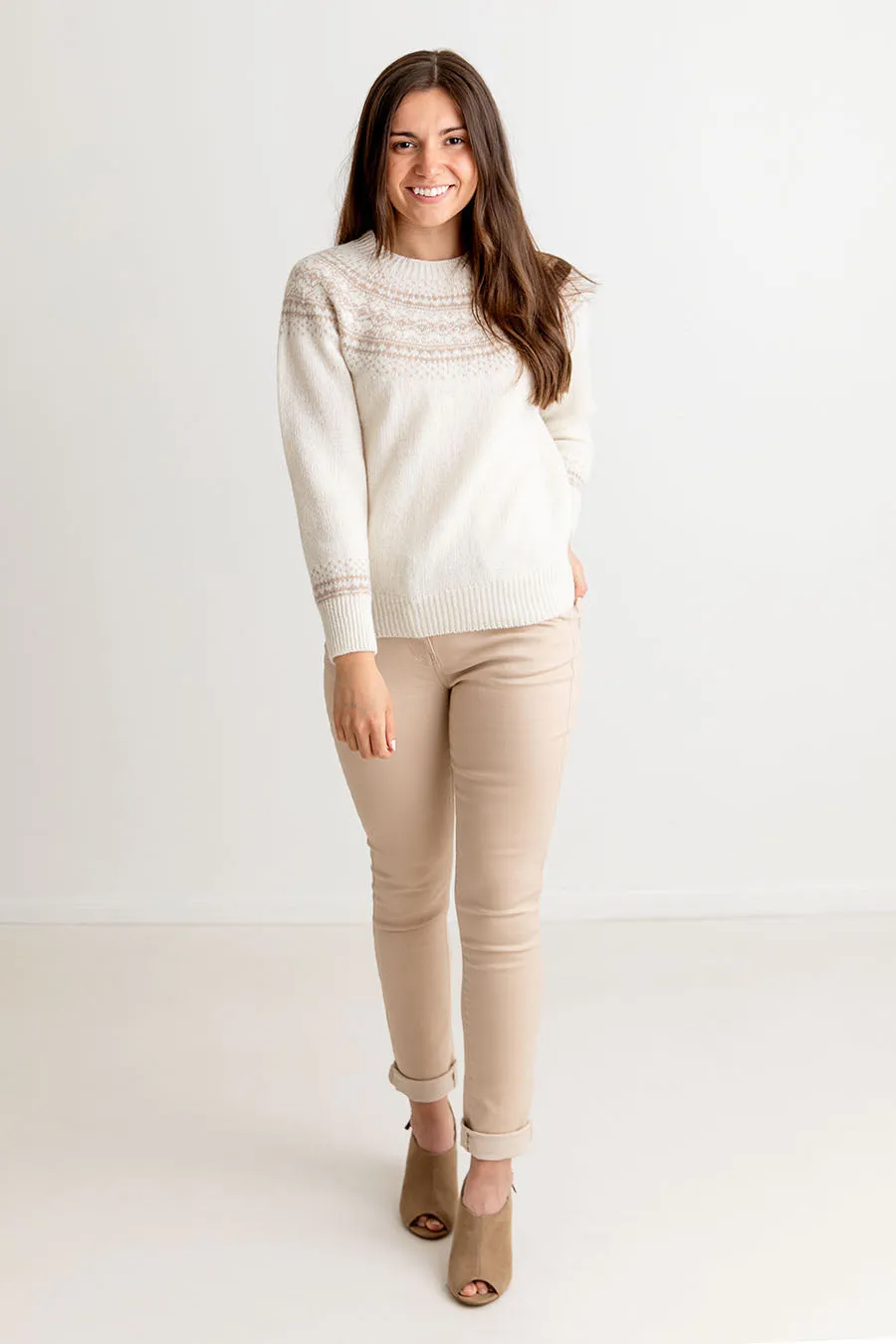 Womens Aviemore Yoke Fair Isle Jumper - winter white