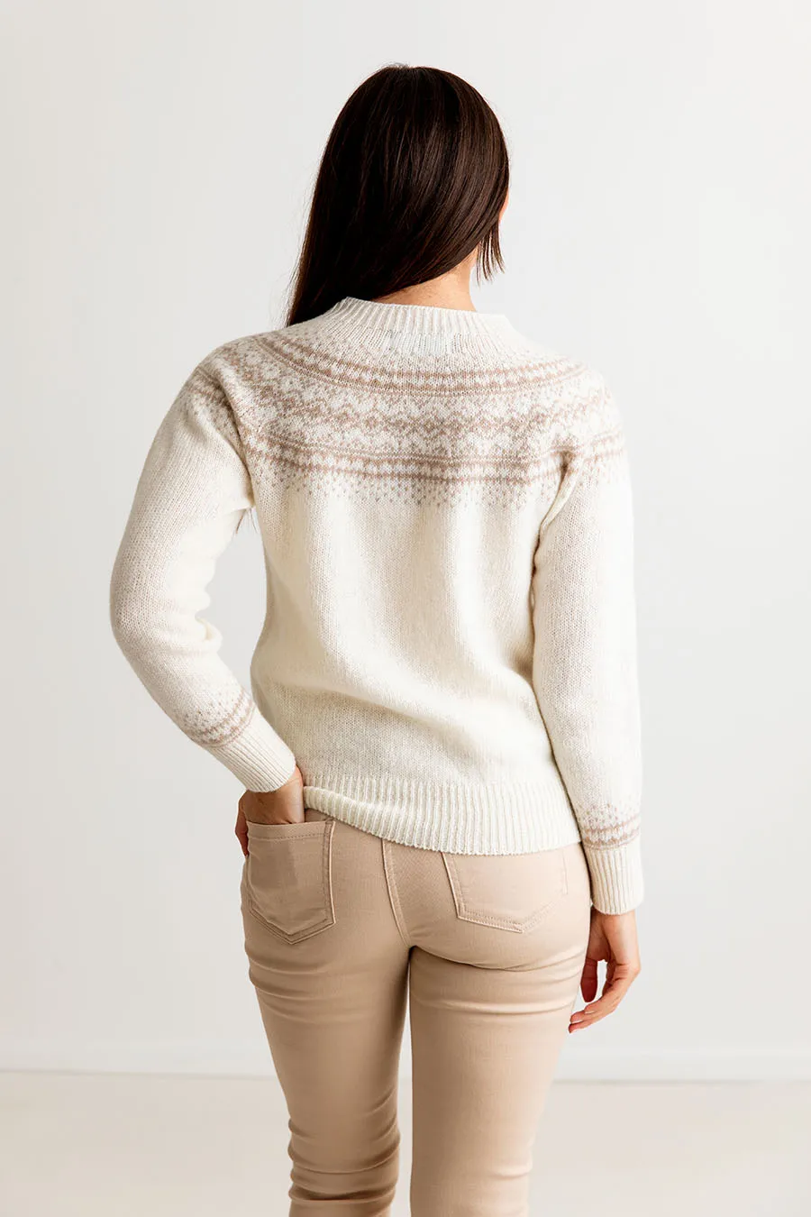 Womens Aviemore Yoke Fair Isle Jumper - winter white