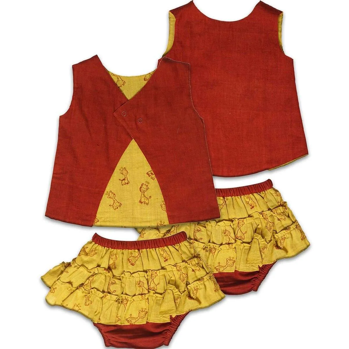 Yami Reversible Jhabla Set For Girls